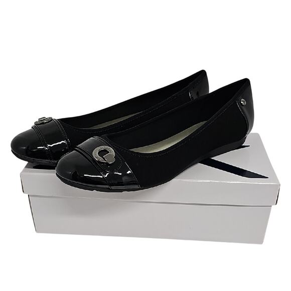 Anne Klein Sport Chic Black Patent Leather Women's Flats Loafers Size 10.5M - Picture 1 of 7